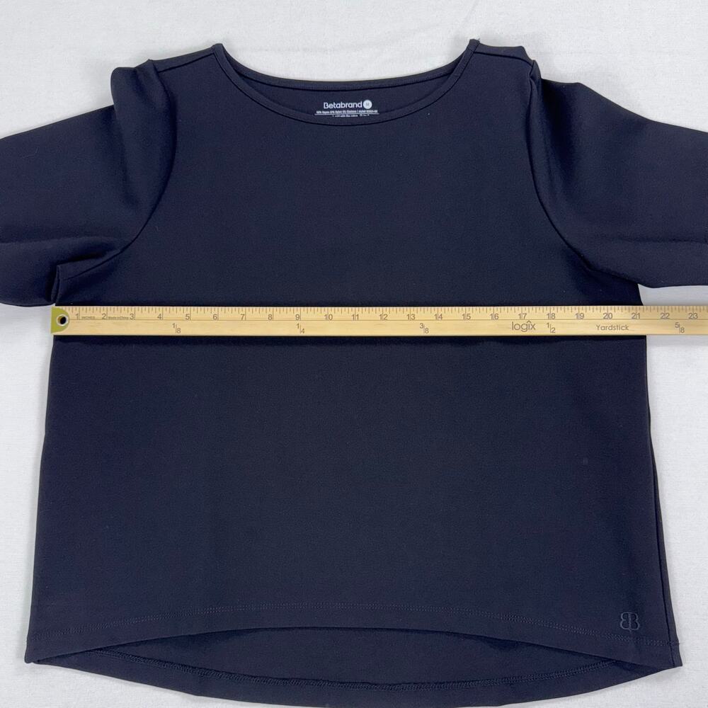 Beta Brand Women’s Boxy Short Sleeve High Low Top Medium Black Ponte Knit - Picture 9 of 10